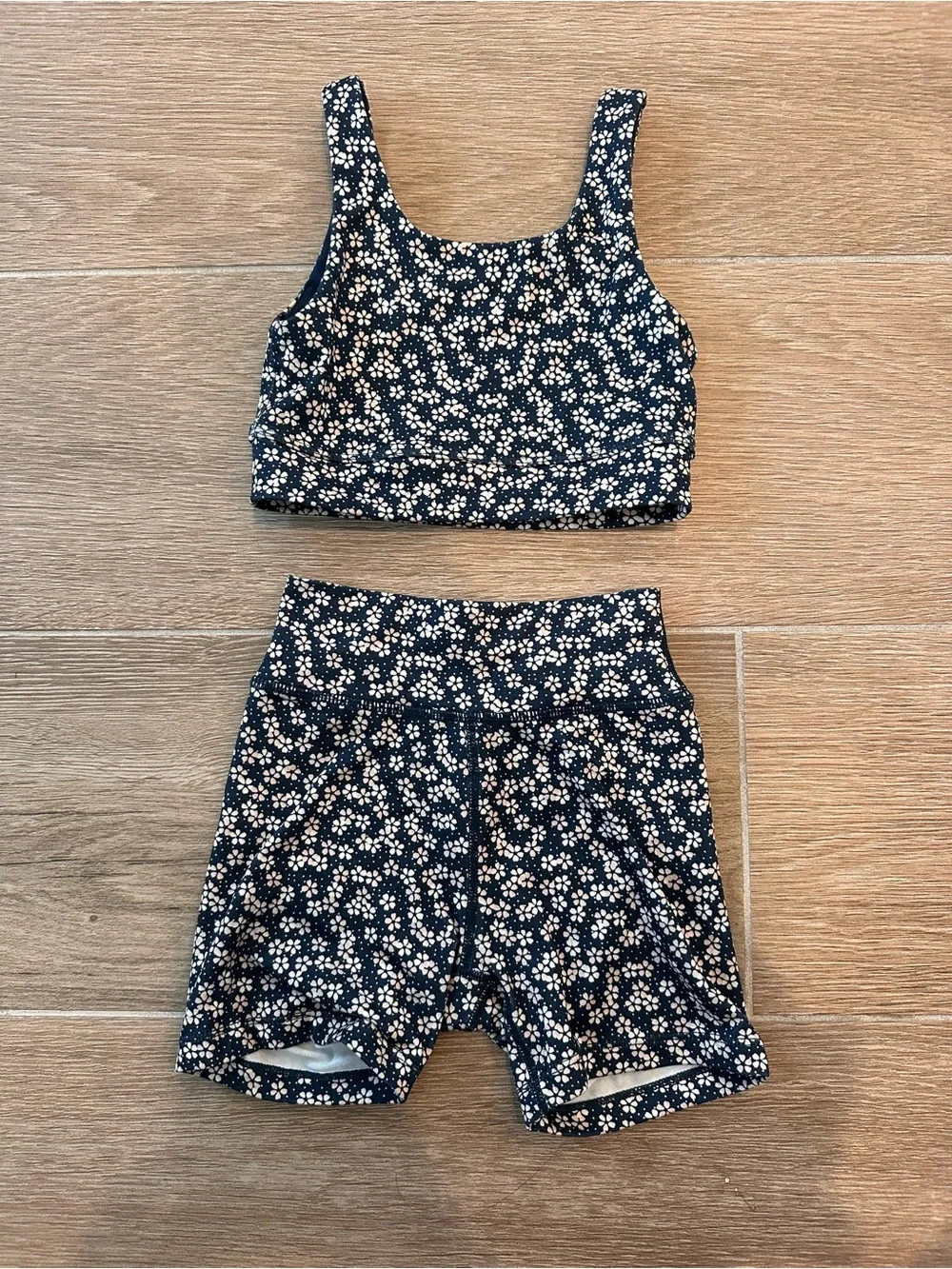Rylee + Cru Navy and White Floral Two-Piece Play/Dance Set